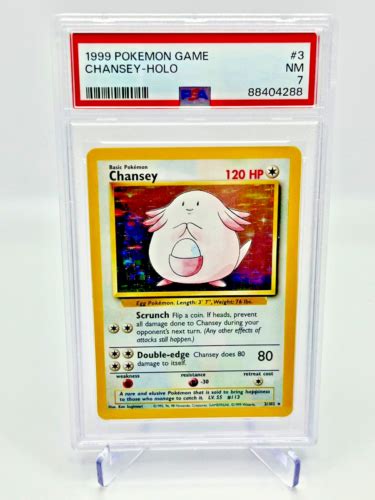 1999 Pokemon TCG Base Set Unlimited Chansey Holo Rare PSA 7 Near Mint 3