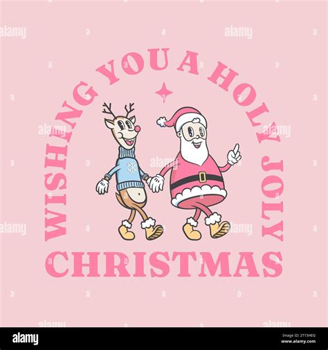 Christmas And New Year Hot Pink Retro Cartoon Characters Santa Claus