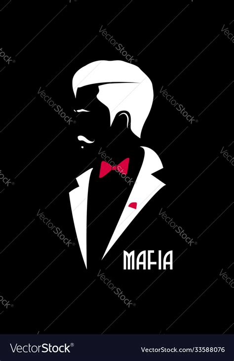 Italian mafia man icon isolated on black Vector Image