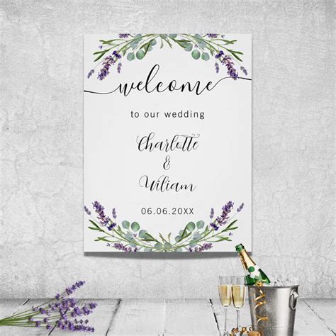 Wedding Lavender Eucalyptus Greenery Welcome Poster Zazzle