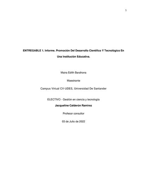 Maira Barahona entregable 1 ENTREGABLE 1 Informe Promoción Del
