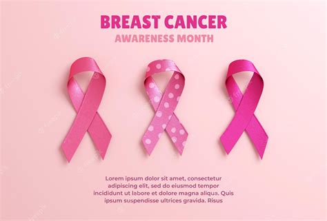 Premium Psd Pink Ribbons And Breast Cancer Awareness Month Text For Flyer Background Template