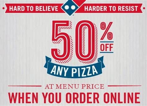 Domino's Pizza Deals: 50% Off Online Ordering