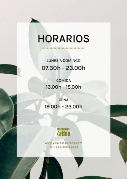 Plantillas De Carteles De Horarios De Apertura Y Cierre