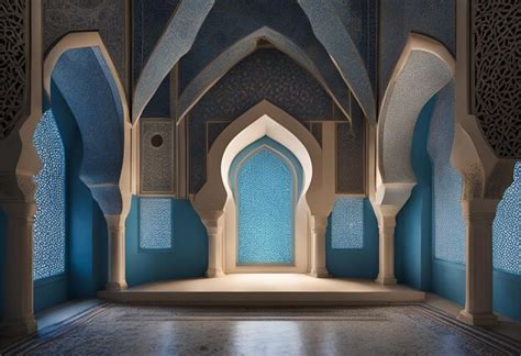 Moonlit Serenity Islamic Mosque Interior With Ornate Geometric Window