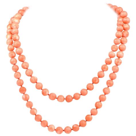 Natural Pink Coral Bead Necklace At 1stdibs