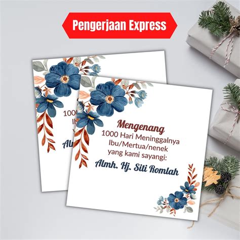 Jual Kartu Ucapan Tahlilan 7 Hari Kartu Ucapan Mengenang 1000 Hari