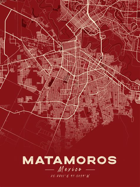 Matamoros Map Cartel Style Print - Winter Museo