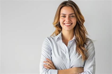 Premium Photo Smiling Sales Coordinator On White Background