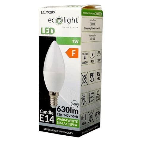 ECOLIGHT Candle EC79289 7W E14 Żarówka LED niskie ceny i opinie w