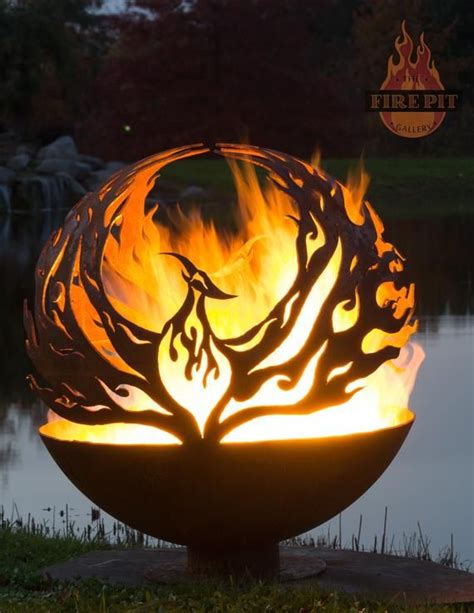 Phoenix Rising Fire Pit Sphere Custom Made Featuring A Phoenix Rising