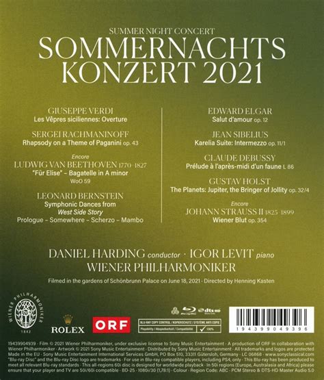 Wiener Philharmoniker Sommernachtskonzert Schönbrunn 2021 Blu Ray