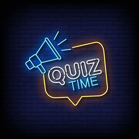 Premium Vector Quiz Time Neon Sign On Brick Wall Background Vector