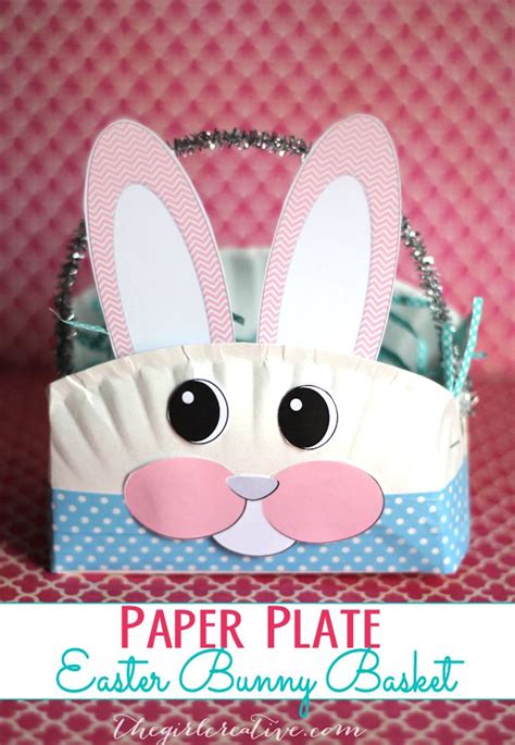 Paper Plate Easter Bunny Basket Sitting On Top Of A Table