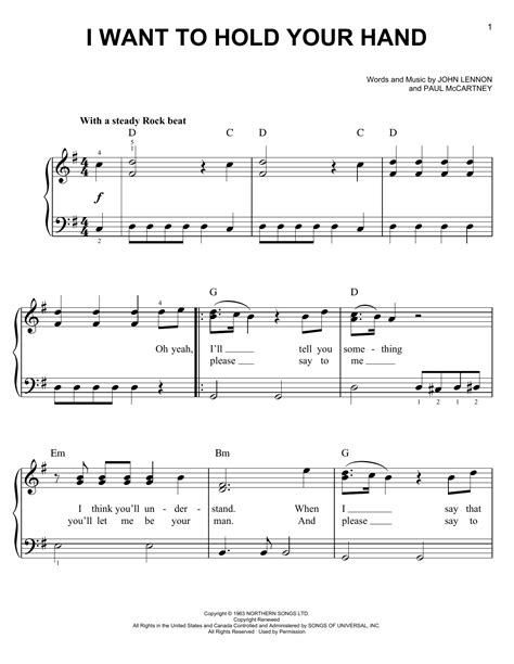 The Beatles I Want To Hold Your Hand Sheet Music