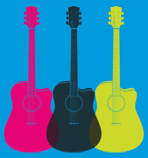 Acoustic Pop Art Guitars Digital Art By Dan Sproul Fine Art America