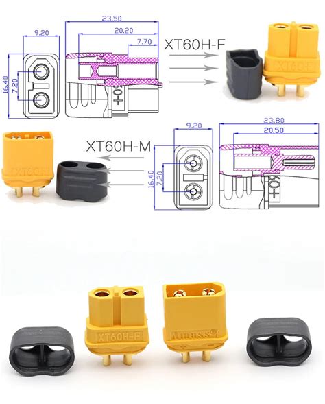 Amass Xt60h Bullet Connector Female Male Xt60 Plug With Sheath Housing For Rc Quadcopter Fpv