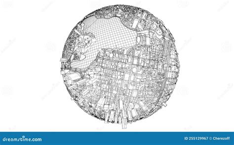 3d City Sphere Vector Rendering Of 3d Stock Vector Illustration Of