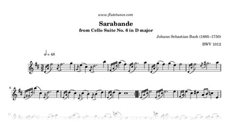 Sarabande From Cello Suite No In D Major J S Bach Free Flute