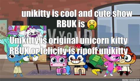 Создать комикс мем "unikitty vs felicity, unikitty puppycorn sad ...