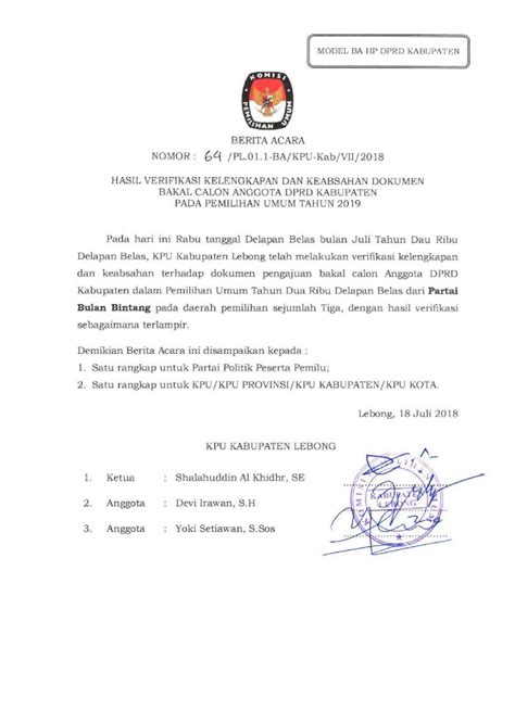 PDF BERITA ACARA HASIL VERIFIKASI KELENGKAPAN DAN HASIL