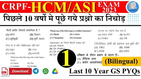 CRPF HCM ASI Steno CRPF Head Constable GS GA Previous Year Question