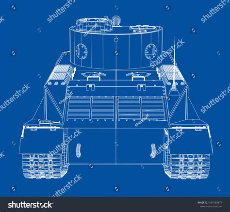 Blueprint Sketch Realistic Tank 3d Illustration Stock Illustration 1061058875 | Shutterstock