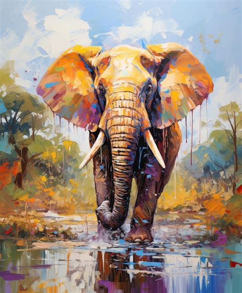 Premium AI Image | Colorful abstract painting of elephant wall art poster