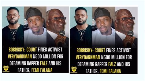 Very Dark Man Fined 500M Naira Over Falz Femi Falana Bobrisky Saga