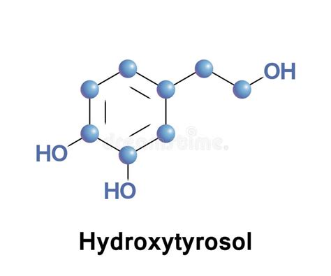 Hydroxytyrosol Olive Oil Antioxidant Molecule D Rendering Stock