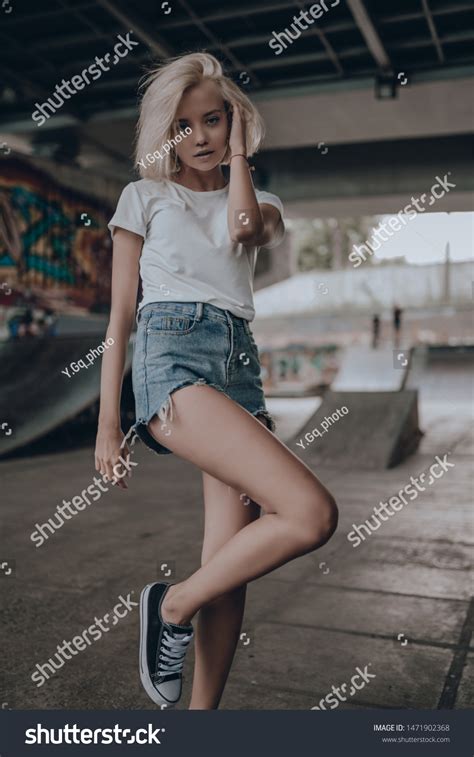 Beauty Portrait Stylish Sexy Cute Blonde Stock Photo