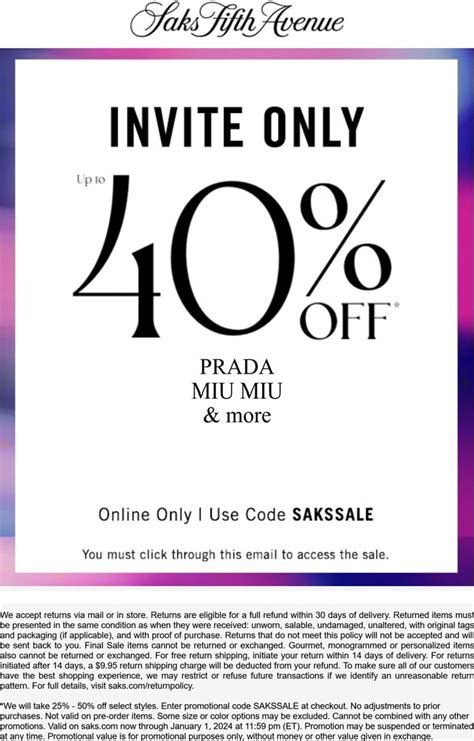 25 50 Off Online At Saks Fifth Avenue Via Promo Code Sakssale