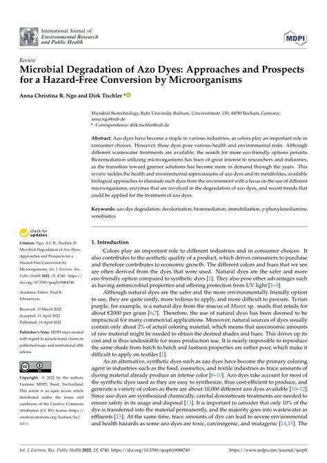 Pdf Microbial Degradation Of Azo Dyes Approaches And Prospects For A