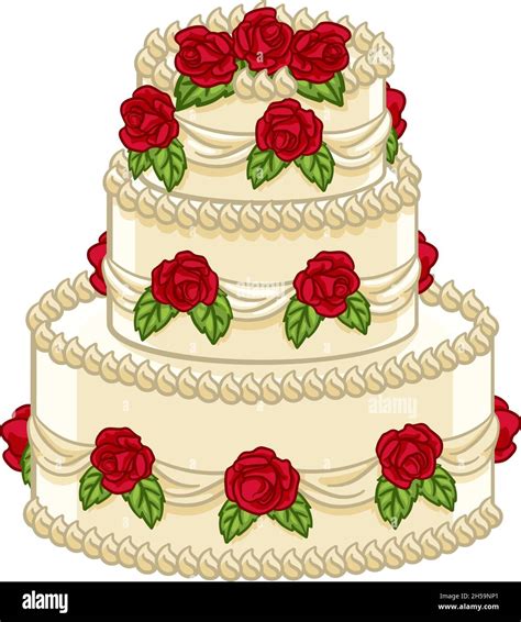 Wedding Tiered Cake Cartoon Food Illustration Stock Vector Image And Art