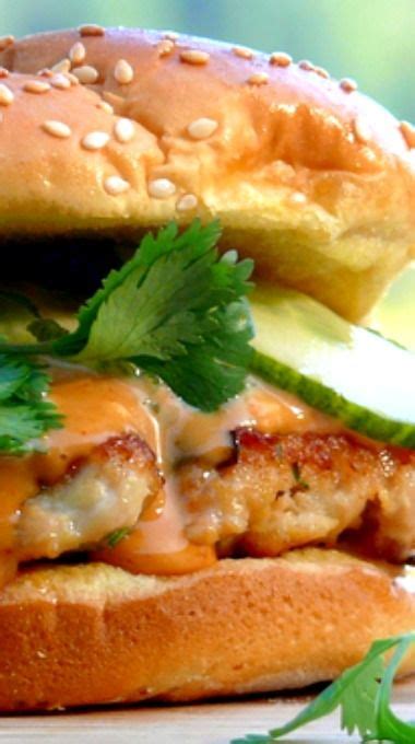 Salmon Burgers With Spicy Hoisin Mayo ~ Sunny Approved I Skipped The Pickling Of The Cucumbers