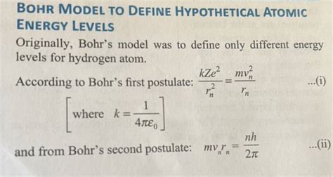 BOHR MODEL TO DEFINE HYPOTHETICAL ATOMIC ENERGY LEVELSOriginally, Bohr's..