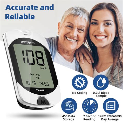 Metene Td Blood Glucose Monitor Kit Glucometer Strips