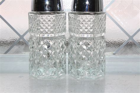 Anchor Hocking Wexford Salt Pepper Shakers Pressed Glass