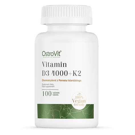 Vitamin D3 4000 IU K2 Vegan 100 Tablets OstroVit VEGE