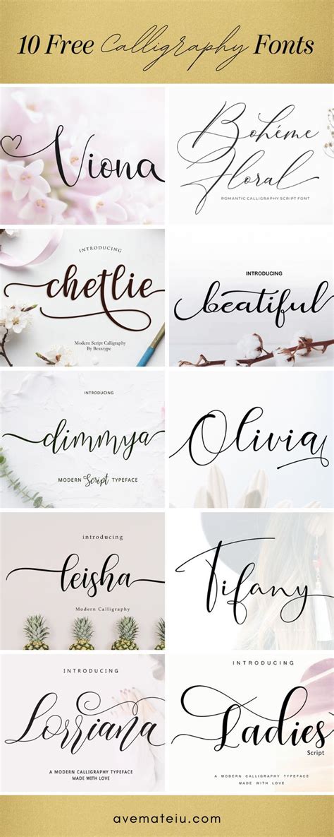 10 New FREE Beautiful Calligraphy Fonts Part 3 Ave Mateiu Free