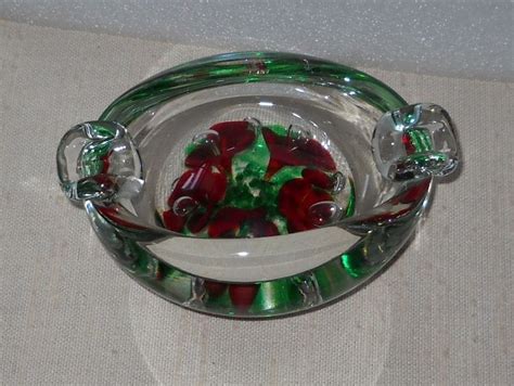 Joe St Clair Art Glass Oval Ashtray Paperweight Controlled Etsy