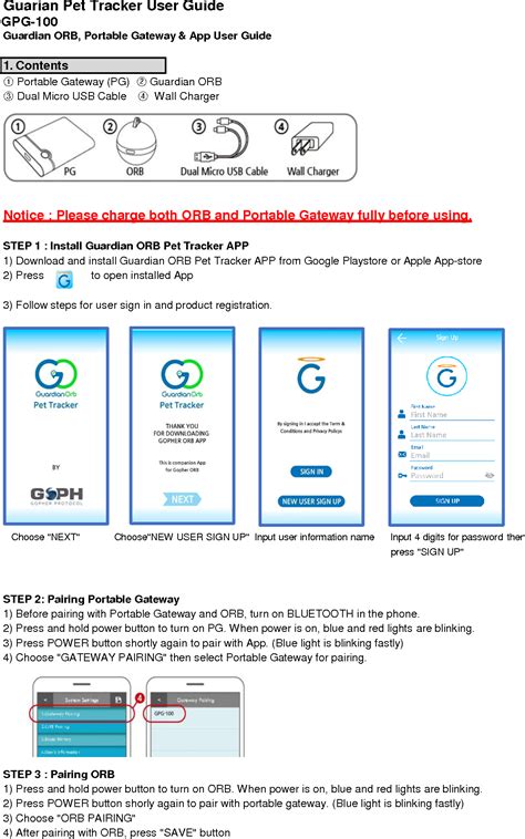 Gopher Protocol GPG-100 Guardian Pet Tracker User Manual