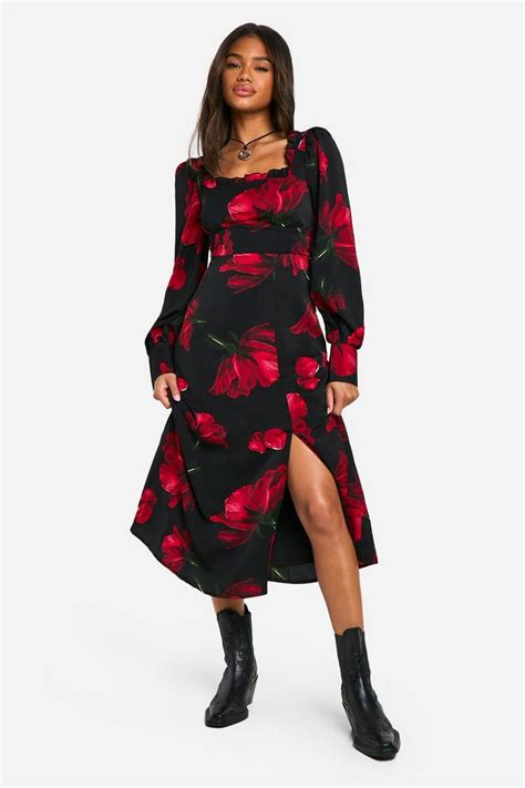 Floral Corset Milkmaid Midaxi Dress Boohoo Uk