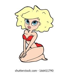 Vektor Stok Cartoon Woman Wearing Bikini Tanpa Royalti 166411790