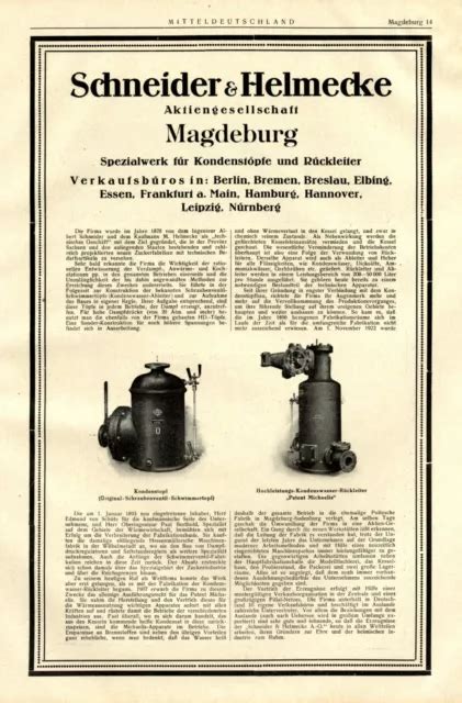 Maschinenfabrik Schneider Helmecke Magdeburg Xl Reklame