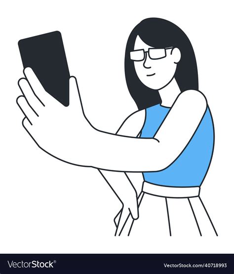 Girl Making Selfie Young Woman Holding Phone Vector Image