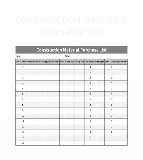 Essential Material List For Building A House PDF Excel Template And