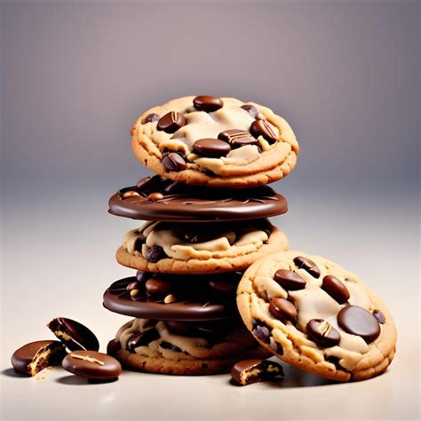 Premium Ai Image Chocolate Cookies With Chocolate Chips And Nuts On A