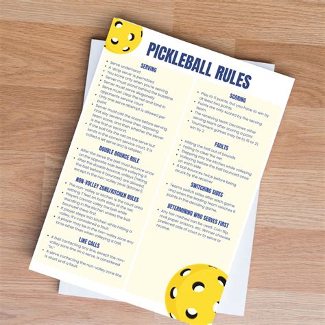 Pickleball Rules Printable Rule Sheet for Pickleball Cheat Sheet