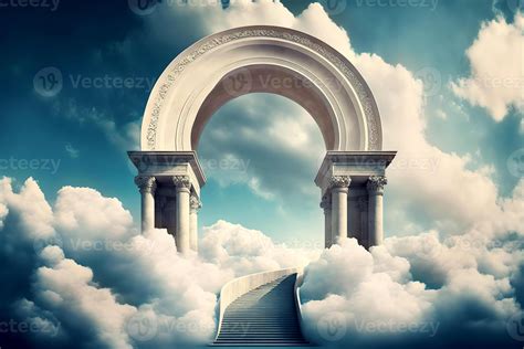 Heavens Gate To Heaven End Of Life Stairway To Heaven Religious Background Illustration